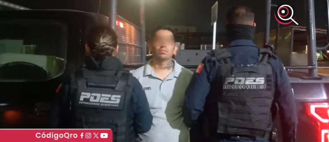 La Policía Estatal de Querétaro detuvo a un hombre por violencia de género. Foto: Especial