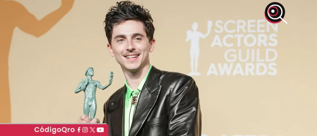 Timothée Chalamet sorprendió al llevarse el SAG a Mejor Actor por su interpretación de Bob Dylan. Foto: Agencia EFE