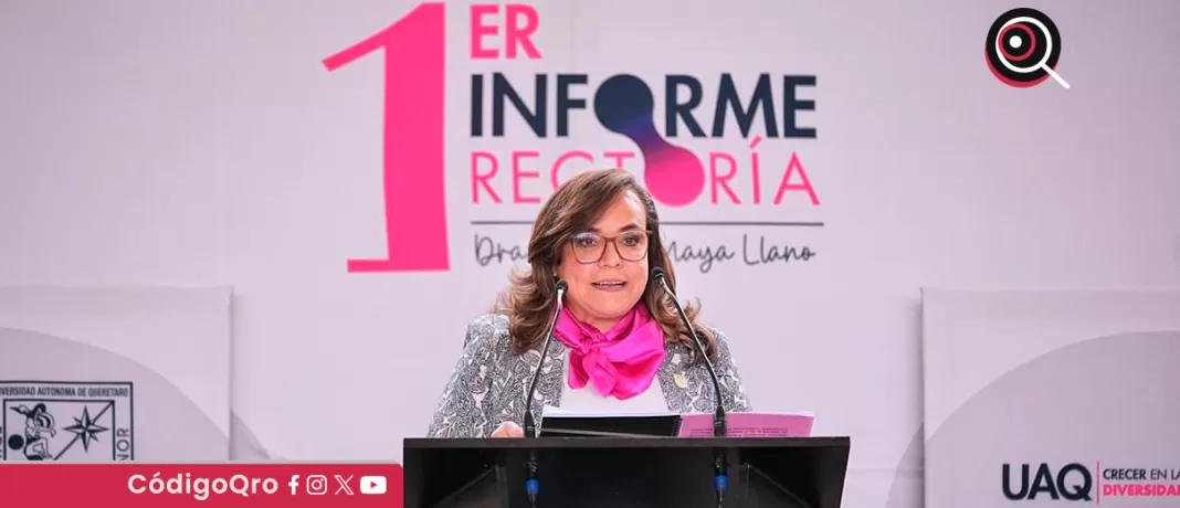 La rectora de la UAQ, Silvia Lorena Amaya Llano, presentó su primer informe. Foto: Especial