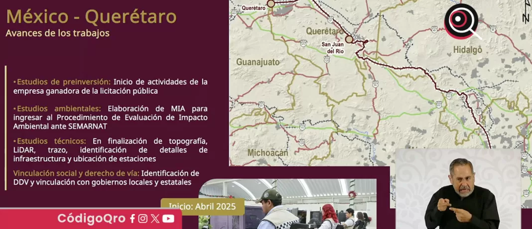 Sheinbaum celebró el avance del tren México-Querétaro, que contará con cuatro estaciones, incluida una en San Juan del Río