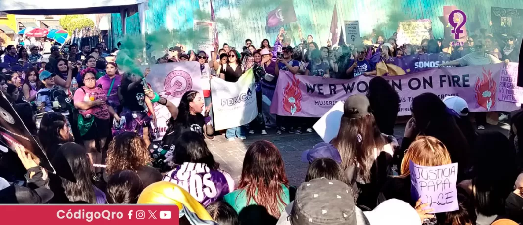 Unas 27 mil mujeres salieron a las calles del Centro Histórico de Querétaro este 8 de marzo. Foto: Berenice Santos