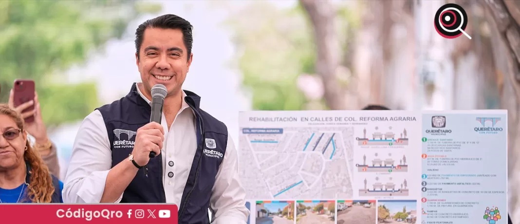 El presidente municipal de Querétaro, Felifer Macías, encabezó la entrega de obras sociales en la colonia Reforma Agraria. Foto: Especial