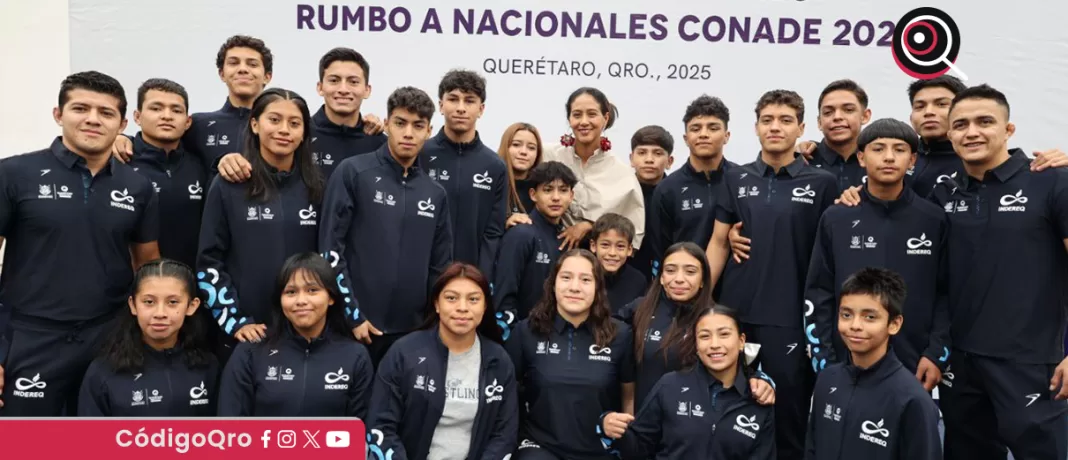 El Indereq entregó uniformes deportivos a equipos que representarán a la entidad en el Macroregional de los Nacionales Conade 2025; el objetivo es incentivar a las y los atletas para que tengan un desarrollo óptimo en sus disciplinas. Foto: Especial