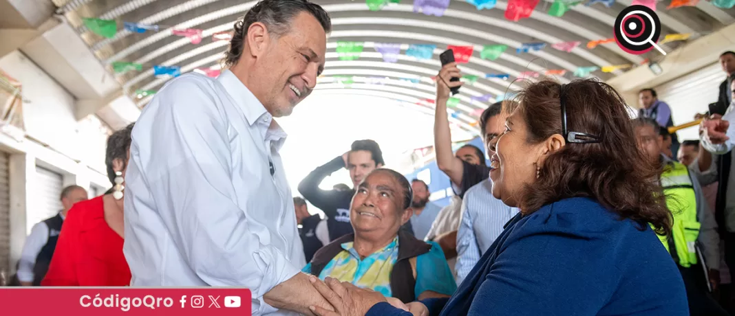 El gobernador Mauricio Kuri encabezó la conmemoración del 33 aniversario del Mercado 4 de Marzo, un espacio que es punto de encuentro e impulso de la economía estatal. Foto: Especial